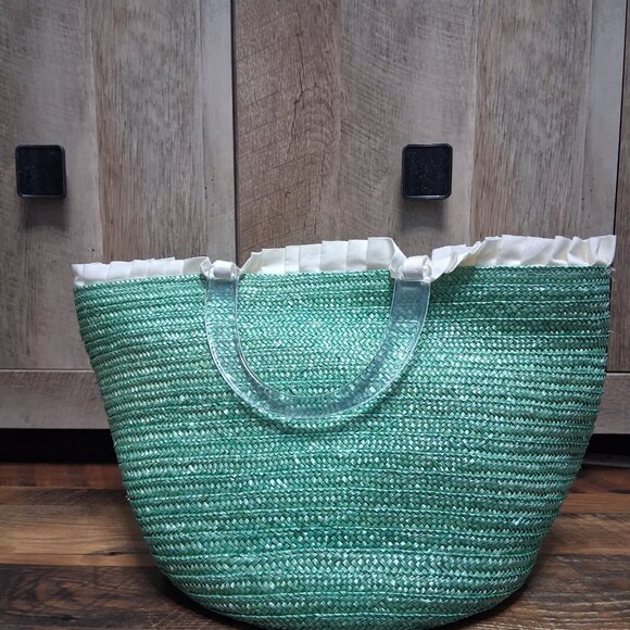 M. & G. Bertini Made in Italy Green And Ivory Hand Bag - Picture 1 of 10